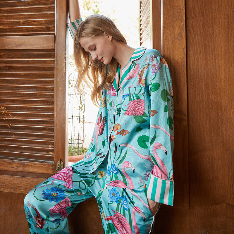 Spring and autumn mulberry silk pajamas and home wear suits