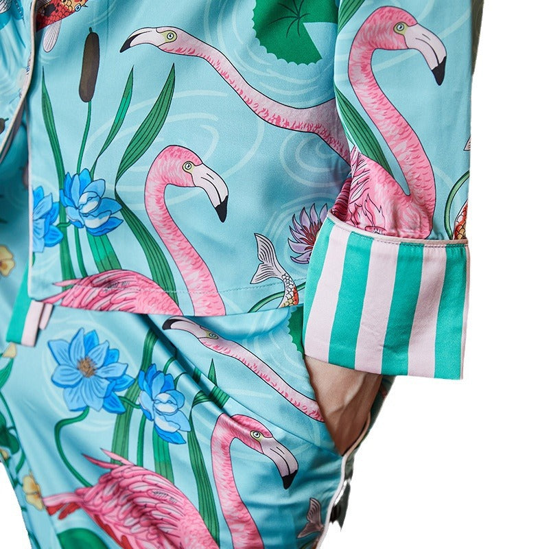 Spring and autumn mulberry silk pajamas and home wear suits