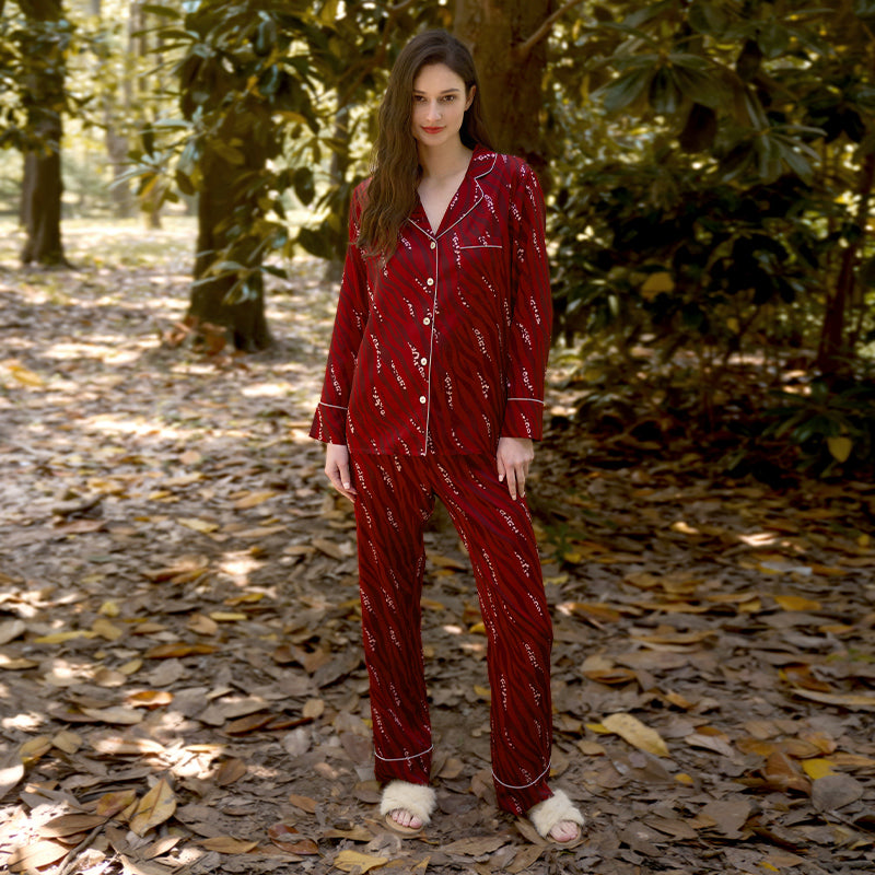 OVH spring and summer silk pajamas set women's mulberry silk homewear