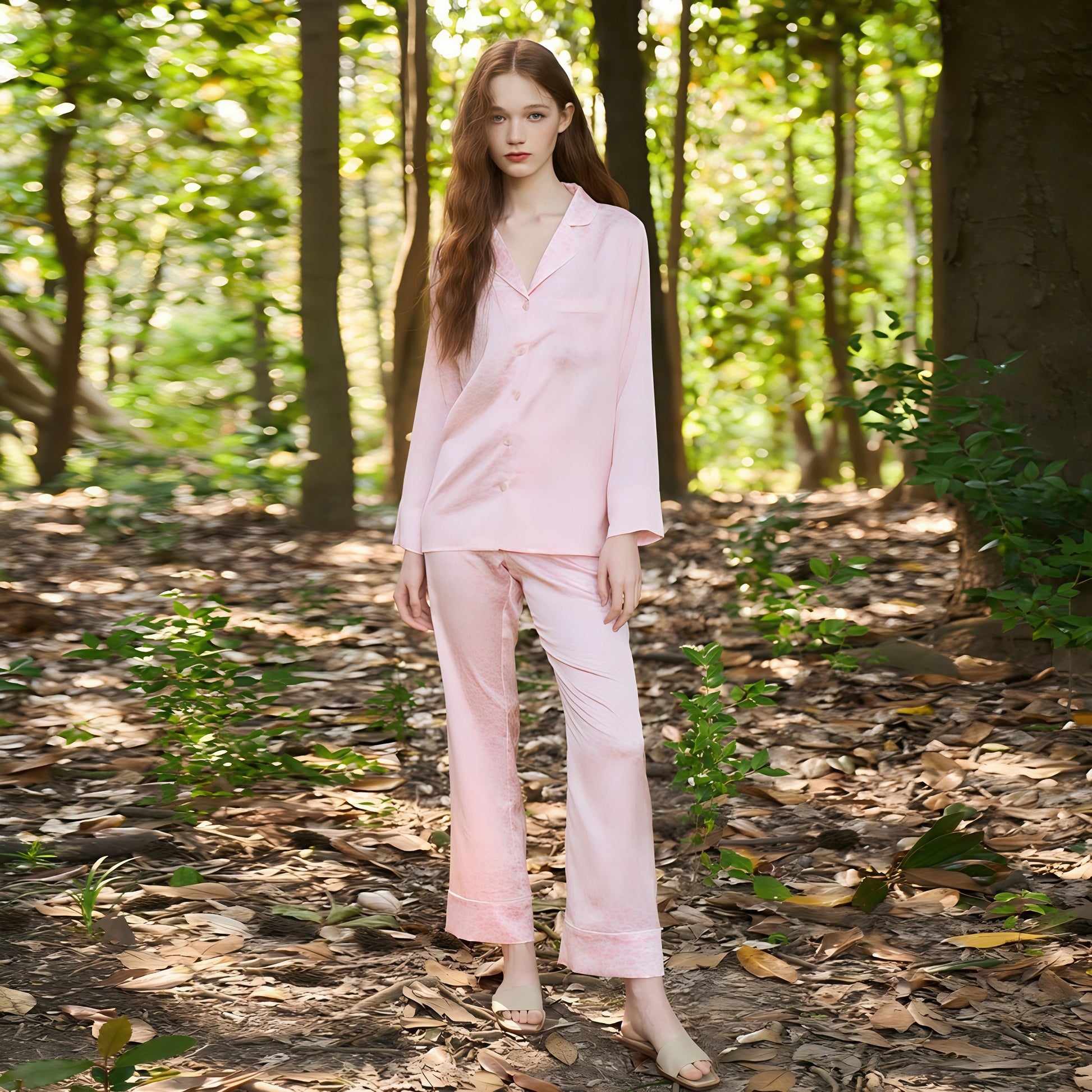 OVH spring and summer silk pajamas set women's mulberry silk homewear