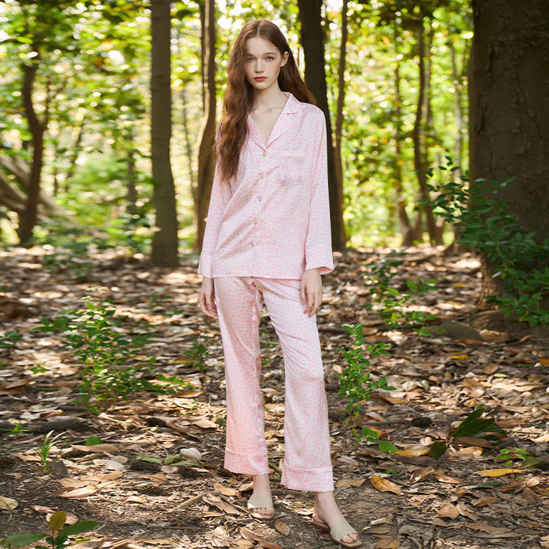 OVH spring and summer silk pajamas set women's mulberry silk homewear