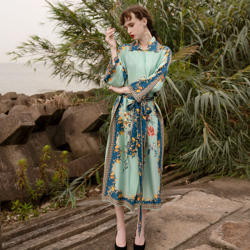 OVH spring and summer silk robe women's mulberry silk pajamas set homewear