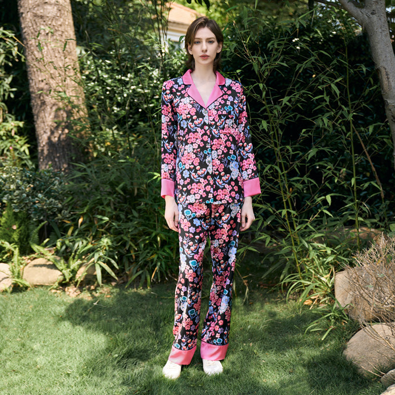 OVH spring and summer silk pajamas set women's mulberry silk homewear