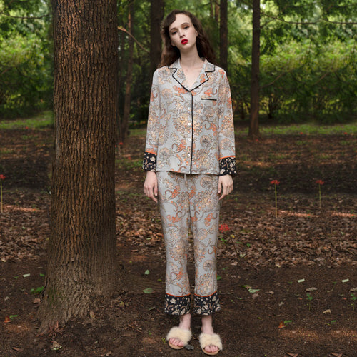 OVH spring and summer silk pajamas set women's mulberry silk homewear