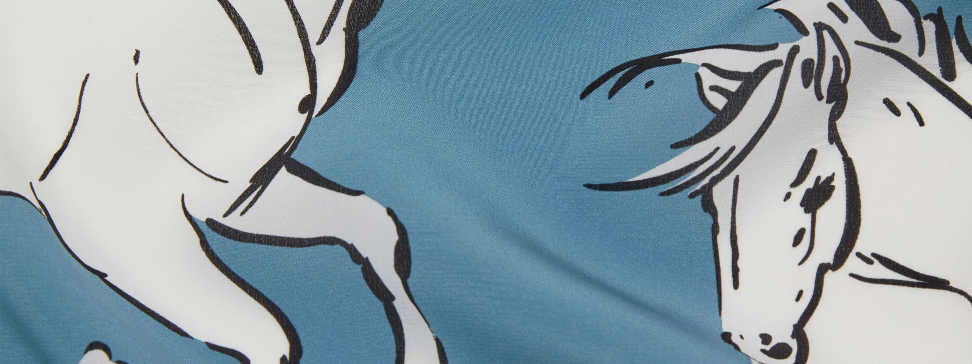Spring and summer blue horse print mulberry silk pajamas home wear suit silk